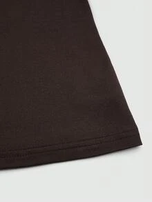 Sweetra Plus Size Women Solid Color Pleated Halter Metal Clasp Backless Camisole - Brown - View 4