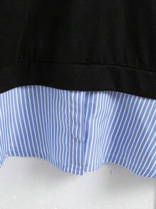 SHEIN ChillGRL 少女长袖条纹拼接衬衫和千鸟格百褶裙套装 - 彩色 - 查看 7