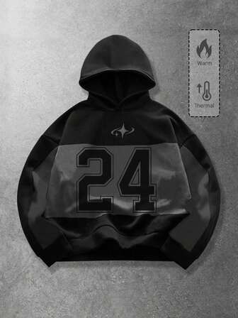 Felpa con cappuccio casual e punk in stile di strada, unisex, con patchwork, adatta per autunno/inverno