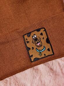 SCOOBY-DOO X SHEIN 字母和卡通人物图案白色针织帽