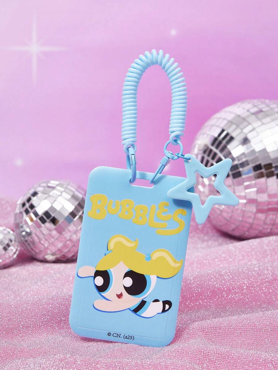 THE POWERPUFF GIRLS X SHEIN 时尚可爱字母泡泡图案钥匙扣 - 黃藍色 - 查看 1