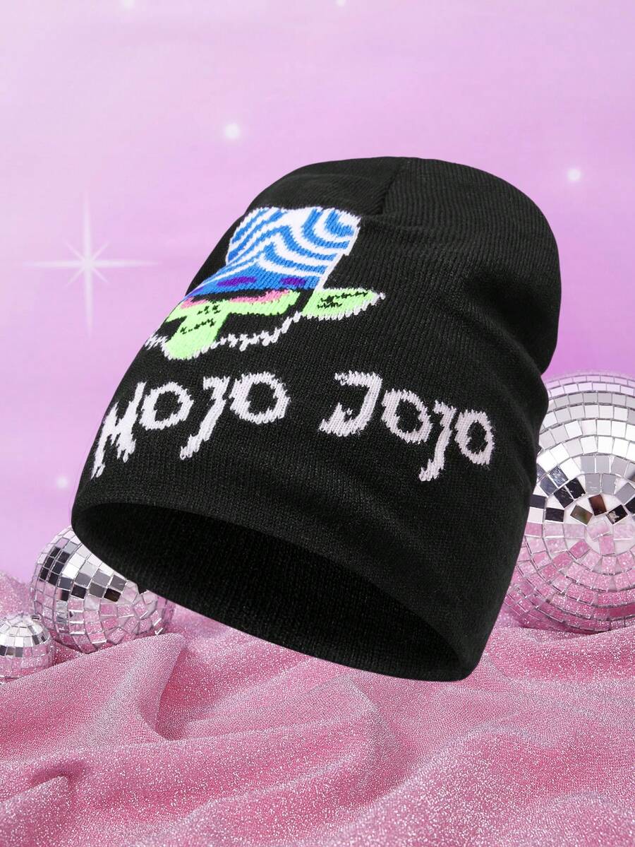 THE POWERPUFF GIRLS X SHEIN 1顶卡通图案针织帽，保暖，街头风，时尚 - A - 查看 1