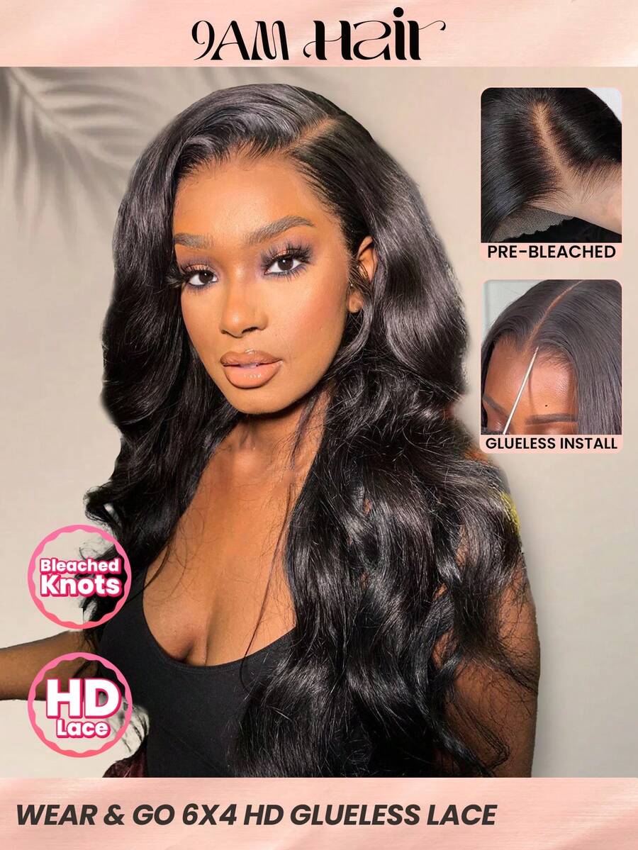 TrueHD Cửa hàng tóc 9AM HAIR STORE Tóc giả Wear & Go đã tẩy trắng, không cần keo, ren HD, kiểu sóng thân 6*4, tóc giả ren đóng, độ dài 8-14 inch, tóc dài 16-30 inch, ren cắt sẵn, màu tự nhiên, sử dụng hàng ngày cho nữ, giao hàng nhanh, phụ kiện tóc nối không cần keo cho nữ, máy rung cho nữ, tóc giả ren tóc thật, tóc giả tự nhiên không cần keo cho ngày Valentine, thích hợp cho buổi hẹn hò lãng mạn. - SNatural - Xem 1
