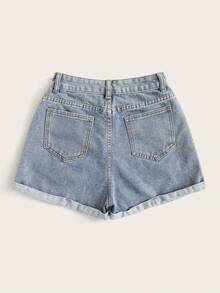 Women Denim Shorts - Light Wash - View 2