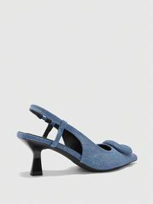 CUCCOO BIZCHIC Women's Pointed Toe Slip-On Stiletto Heel Backless Ankle Strap Sandals, Minimalist & Fashionable High Heels For Christmas - Blue - View 4