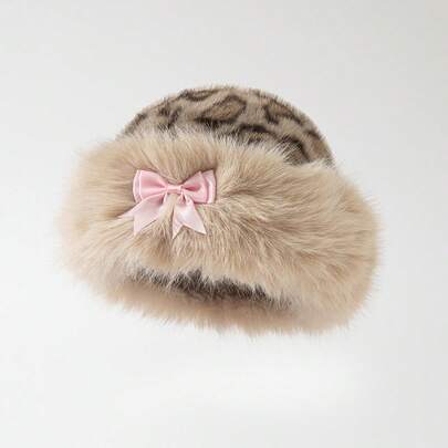 Fairycore قبعة دلو فرو مع نمط الفراشة والغزلان والزهور للنساء قطعة واحدة