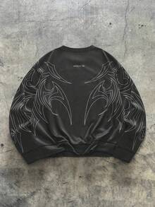 AXEPEAK Street Casual Hip Hop Cropped Loose Fit Men Pullover Pullover Sweatshirt - Multicolor - View 2