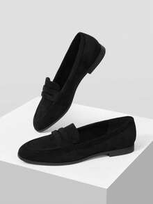 MOTF PREMIUM WOMEN PU LEATHER ROUND TOE FLATS VALENTINE'S DAY - Black - View 5