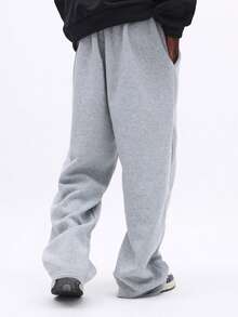 SUMWON Relaxed Fit Drawstring Jogger Sweatpants With Side Pockets Elastic Cuffs Casual Loungewear Comfort Pants Fall Winter Essential Plain - Light Grey - View 5