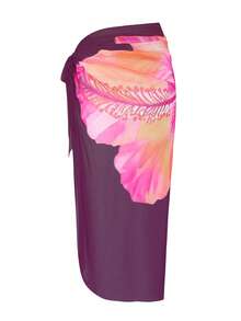 Swim Oasis 3件套女士夏季海滩度假休闲套装，印花比基尼套装和网纱系带沙滩裙，波西米亚风泳装 - 彩色 - 查看 6