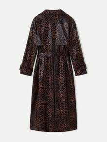 lacRébo 超大长款豹纹乙烯基风衣配腰带秋季女装秋冬 - 彩色 - 查看 12