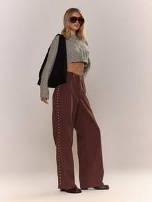 MUSERA Jeans de pierna ancha para mujer, jeans de mezclilla para otoño, invierno, primavera y verano, para uso diario, trabajo y vacaciones - Marrón - Ver 1