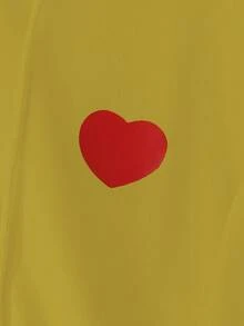 GlowEve Women's Casual Heart Print Drawstring Sweatshirt - Mustard Yellow - View 3