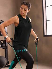 Powerista Top tank deportivo con estampado geométrico - Negro - Ver 2