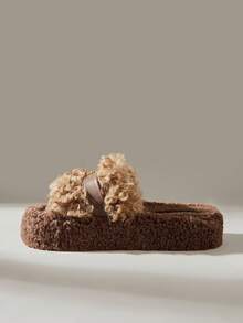 Solecia Comfortable Plush Women Home Slippers, Casual & Minimalist - Brown - View 4