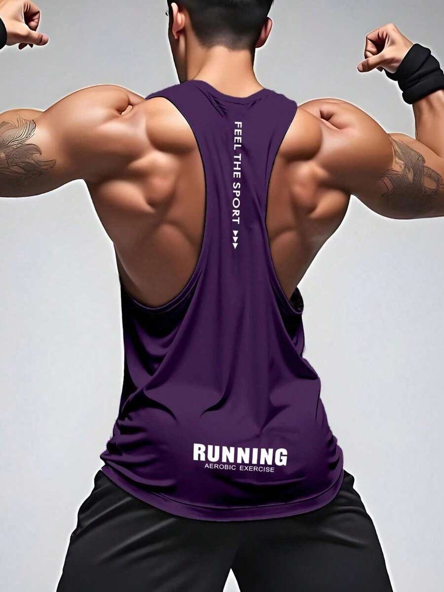 GymBeat Áo ba lỗ thể thao thường ngày cho nam, thời trang tối giản để mặc hàng ngày, áo tập thể dục, áo tập gym thoáng khí - Màu tím - Xem 1