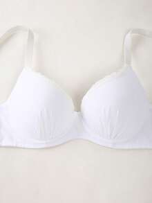 DesireSculpt 1pc Sexy Lace Patchwork Women's Bra - White - View 4