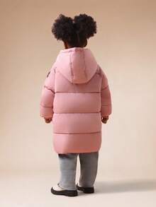 SUMWON Girls Hooded Puffer Winter Coat With Button Closure And Front Pockets For Cold Weather Protection For Casual And Vacation - Baby Pink - View 2