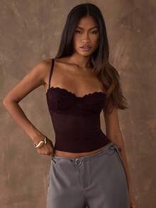 SHEIN BAE Women's Fashion Basic Lace Trim Camisole