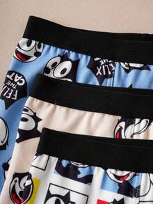 SHEIN Felix The Cat 3pcs/Pack Young Boy Cute Cartoon Pattern Contrast Waist Comfortable Trunks - Multicolor - View 10