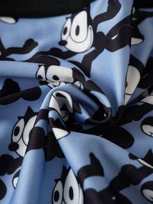 Felix The Cat X SHEIN 2 piezas Calzoncillos cómodos para hombre con estampado de dibujos animados en todo el diseño y ribete de contraste - Azul y blanco - Ver 8