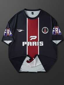 Aesthetic Post 男士休闲短袖圆领针织 T 恤，带字母印花，夏季，街头装，男友礼物 - 彩色 - 查看 3