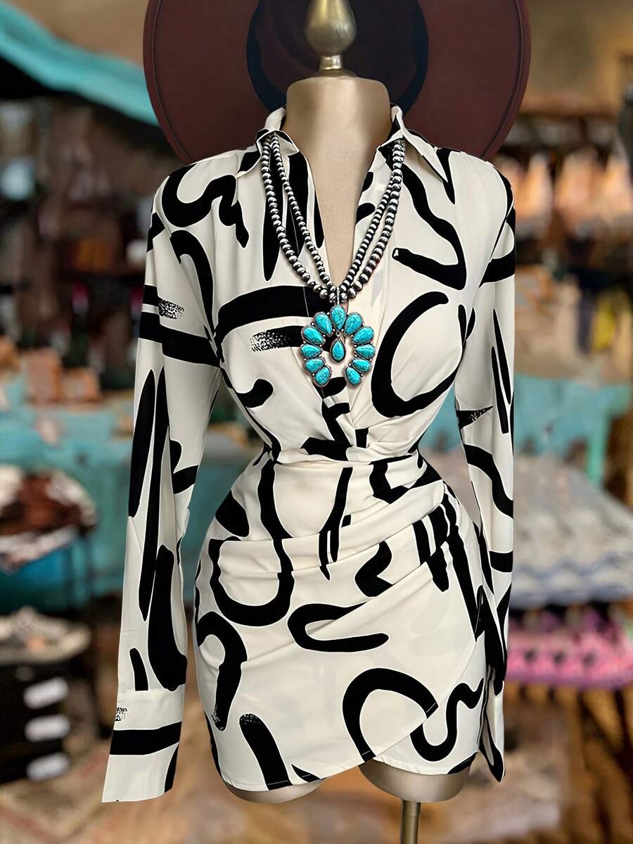 NostaNoir 女士时尚单排扣长裙 - 杏色 - 查看 1