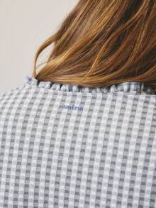 Aralina Women's Plaid Ruffle Trim Cropped Sporty Jacket - Iron Gray - View 6