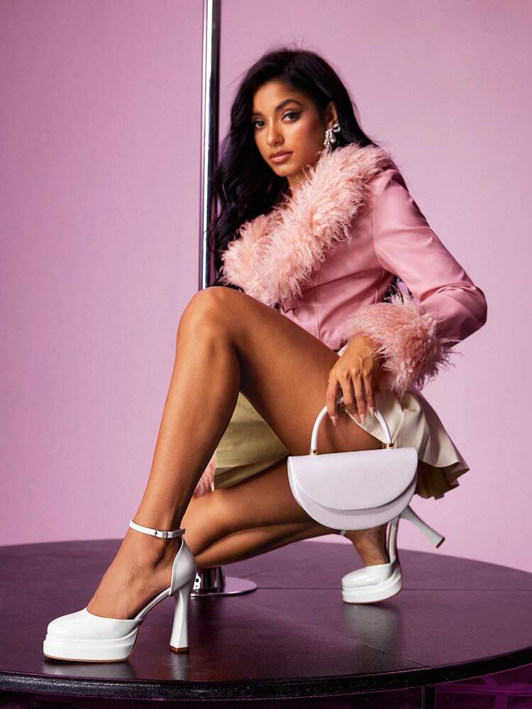 CUCCOO LuxiPop Women's Platform White Glossy High Heels, Fashion Party High Heels, Elegant Evening Dress High Heels, Nightclub Party High Heels, Fashion Runway Show High Heels, Wedding High Heels, Simple Basic Design, Versatile And Good-Looking, Suitable For Party Wear, Wedding Wear, Dress Matching, Can Be Worn In All Seasons, Elegant High Heels, Suitable For Halloween, Christmas, New Year, Date Night, Autumn Sexy Nightclub Wear