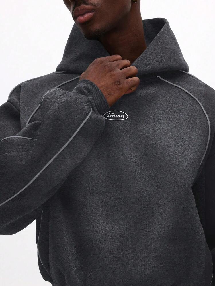 Cropped Hoodie With Contrast Piping Details