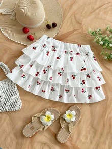 Soleia Women's Vacation White Woven Jacquard Textured Low Waist Multilayer Ruffle Hem A-Line Mini Skirt, Suitable For Party, Date, Valentine's Day, Holiday, Easter, Carnival, Chinese New Year, Beach Cruise, City Vacation, Wedding Season, Afternoon Tea, Back To School/Graduation