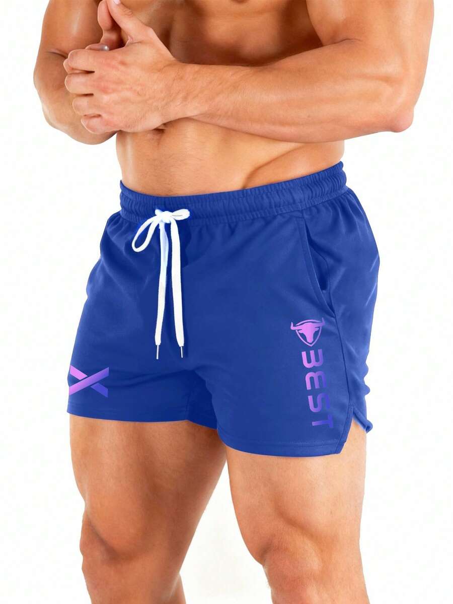 Gym Rark Quần short thể thao cạp rút họa tiết ombre dành cho nam, mùa hè - Màu xanh lam - Xem 1