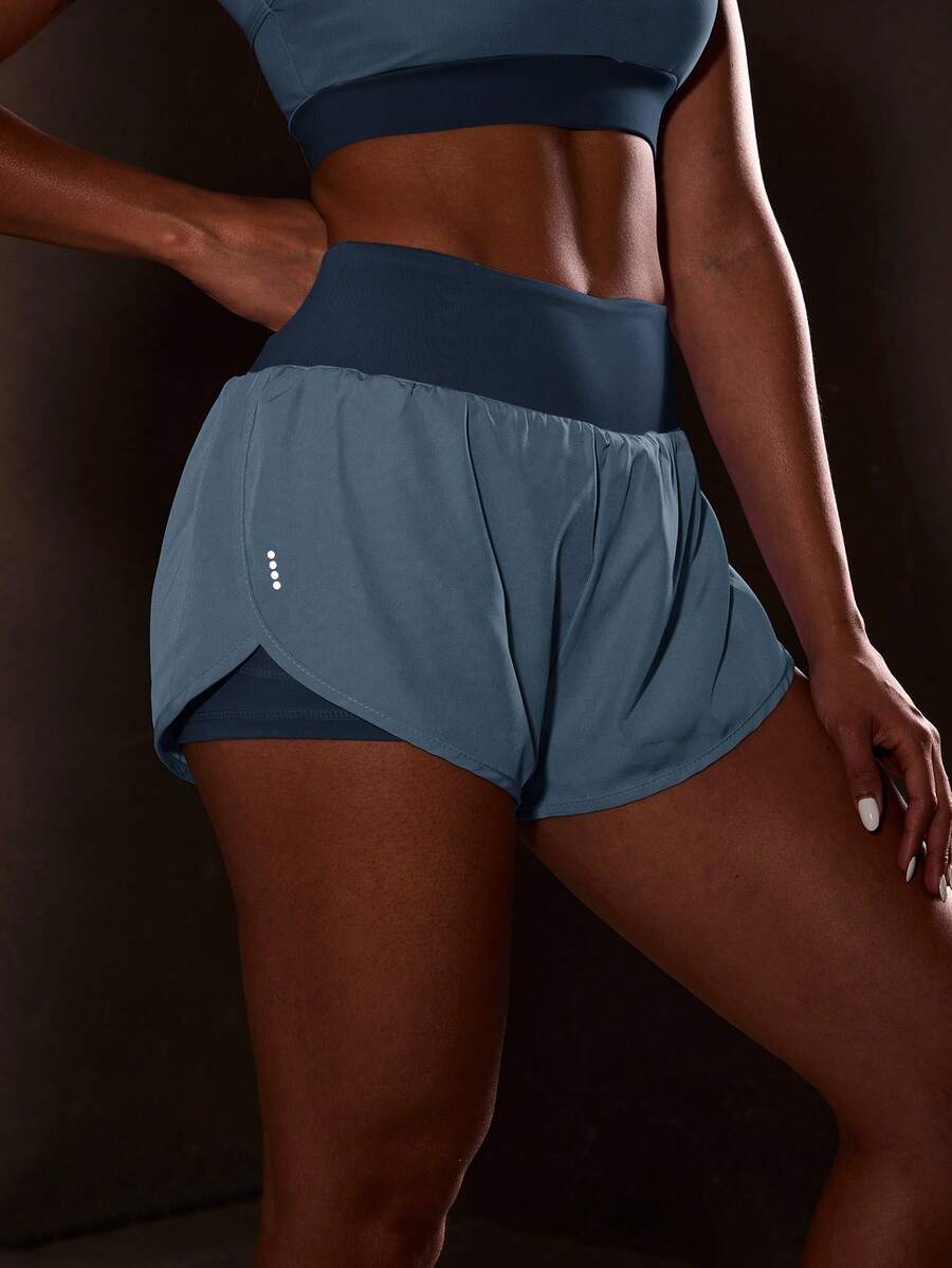 Powerista Women's Solid Color Athletic Shorts Blue Shorts Sweater Shorts - Baby Blue - View 1
