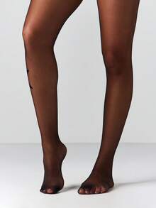 Missguided x Playboy Logo Print Sheer Tights Pantyhose Hosiery Fashion Statement Legwear - Black - View 3