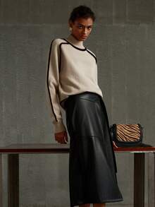 MOTF PREMIUM JERSEY CON CUELLO ALTO DE LANA Y RIBETE DE CONTRASTE - Caqui - Ver 10