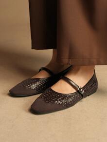 Rosivie Women's Fashionable Versatile Commuting Casual Patchwork Flats For Christmas - Brown - View 10