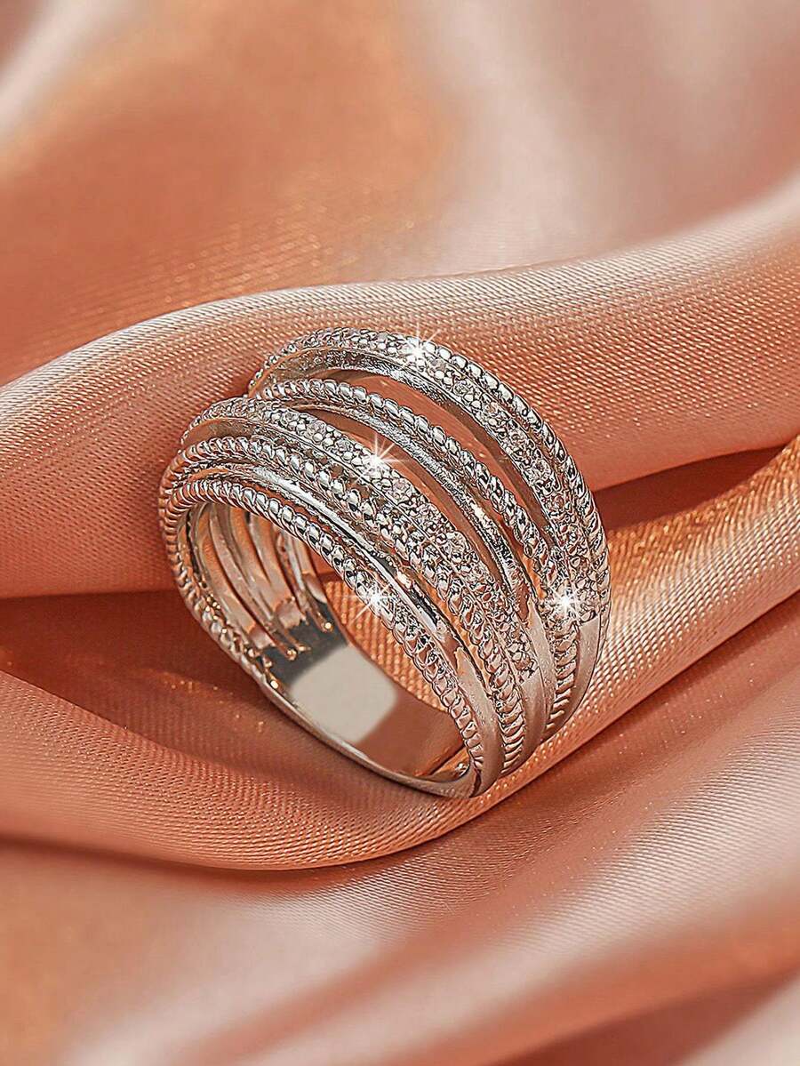 Ellevyn Cubic Zirconia Decor Ring - Silver - View 1