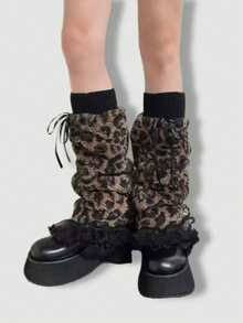 ROMWE Grunge Punk 1双豹纹时尚保暖女式腿套 - 棕色 - 查看 4