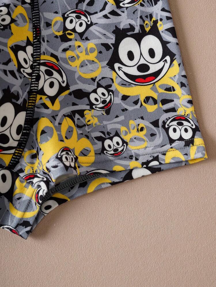 SHEIN Felix The Cat Tween Boy Cartoon Pattern Comfortable Trunks - Multicolor - View 8