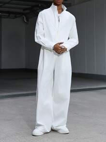 Manfinity EMRG Mono de manga larga con cremallera y unicolor casual para hombre