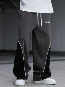 Manfinity EMRG 男士休闲运动裤，侧边条纹拼接设计，街头风日常穿着 - 彩色 - 查看 6