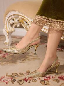 CUCCOO TILAWA Casual Commute Minimalist Pointed Toe Women Pumps - Gold - View 1