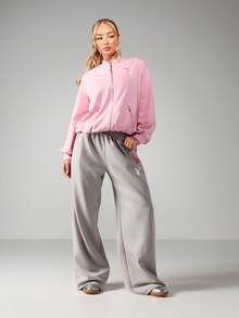 Missguided x Playboy Bunny Logo Zip Up Jacket With Ribbed Hem And Cuffs For Casual Everyday Outerwear - Pink - View 4