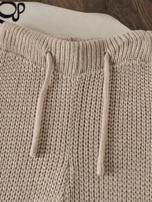 Young Girls Sweater Set, Grey Set, Brown Set, Embroidered Pony, Casual & School Style, Relaxed Fit, Cozy & Comfortable, Stretchy, Suitable For Home, Party, Halloween, Christmas, Outings, School, Can Be Paired With Christmas Party, Can Be Paired With Christmas Jumper - Apricot - View 7