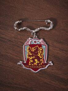 HARRY POTTER X SHEIN 1pc Fashionable Cartoon Pattern Printed Brooch, Luxury Niche, Suitable For Various Parties, Concerts/Festivals - Platinum - View 4