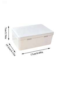 1pc White Plastic Flip Cover Storage Box, Dust-Proof Photo Frame Jewelry Lipstick Stationery Organizer - White - View 9