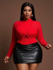 Slaydiva 2026新款性感透视V领大码连体衣，渔网连体衣 - 红色，适合复活节、西方节日、新年、情人节、街头服饰 - 紅色 - 查看 8