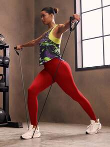 Powerista 女式收腹运动紧身裤瑜伽裤 - 紅色 - 查看 7