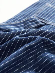 StoneGrade Men's Casual Vertical Striped Multi-Pocket Denim Jeans, Street Fashion , Perfect Holiday Gift For Boyfriend & Husband - Dark Wash - View 5