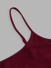 SHEIN EZwear 张子刺绣图案女士吊带露脐上衣，性感修身，适合夏季海滩穿着 - 彩色 - 查看 7